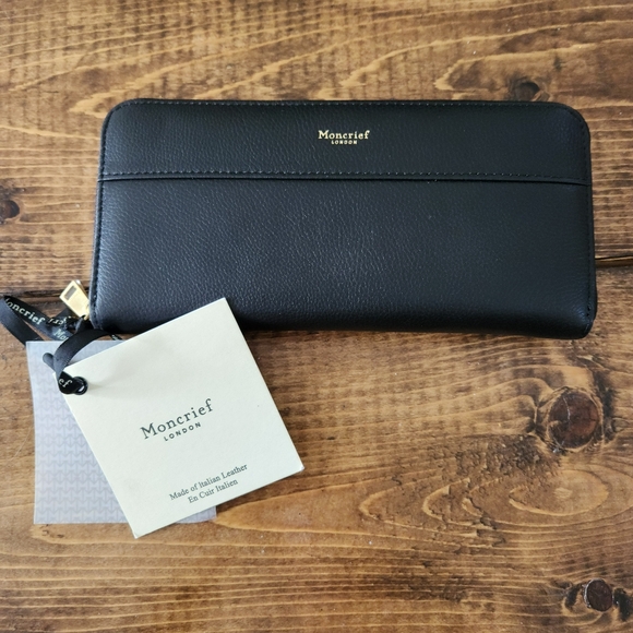 Moncrief Handbags - NWT Moncrief London Italian Leather “Brianne” Zip-Around Wallet – Black